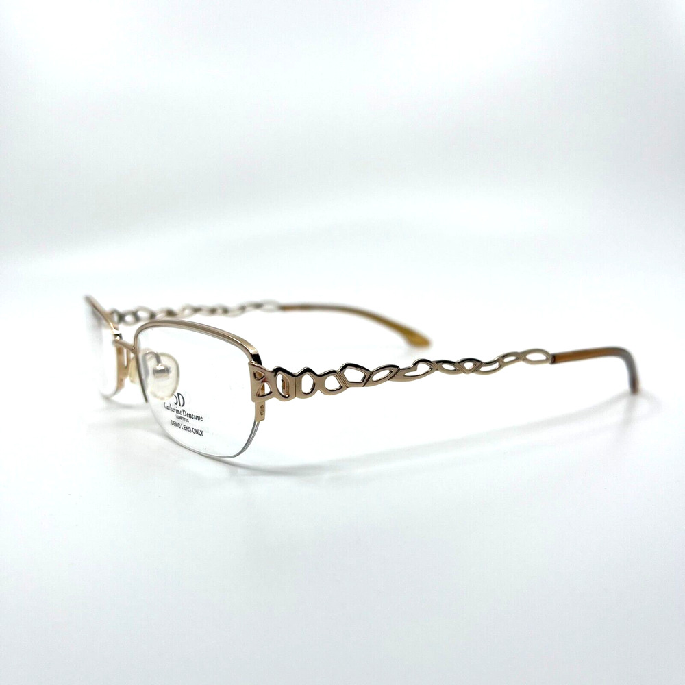 Catherine Deneuve CD 246 Gold‎ Rectangle Half Rim Frames 52-17-140 H6447
